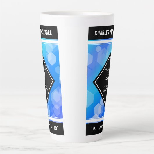 Elegant 41st Blue Topaz Wedding Jubileum Latte Mok (Voorkant)