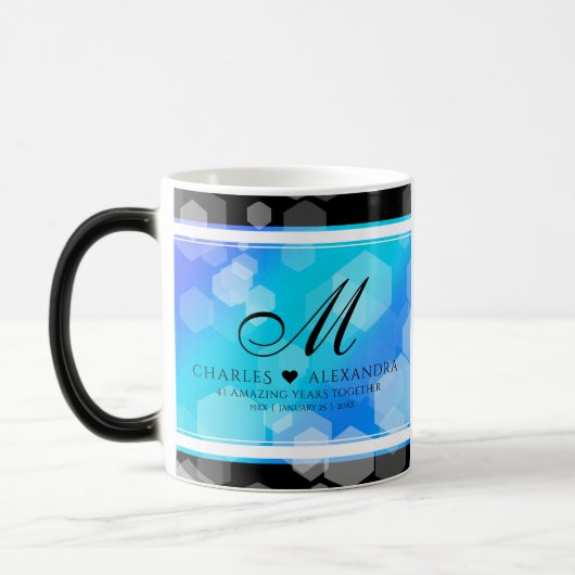 Elegant 41st Blue Topaz Wedding Jubileum Magische Mok (Links)