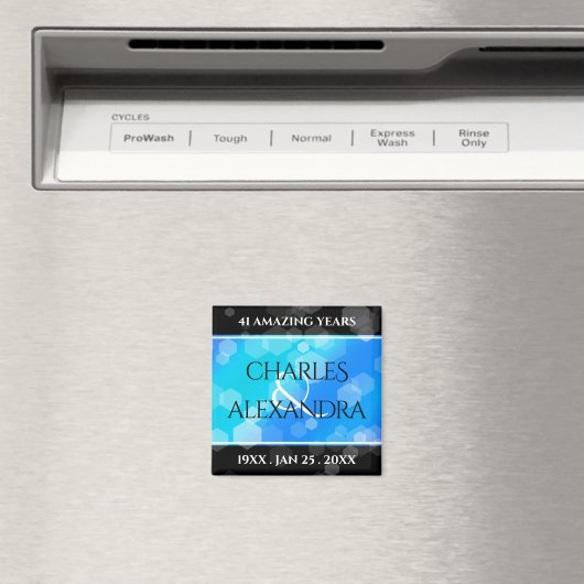 Elegant 41st Blue Topaz Wedding Jubileum Magneet (Insitu (Vaatwasser))