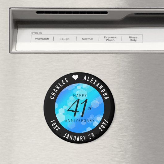 Elegant 41st Blue Topaz Wedding Jubileum Magneet (Insitu (Vaatwasser))