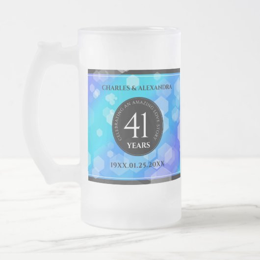 Elegant 41st Blue Topaz Wedding Jubileum Matglas Bierpul (Links)