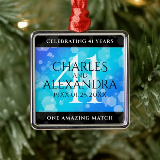 Elegant 41st Blue Topaz Wedding Jubileum Metalen Ornament (Boom)