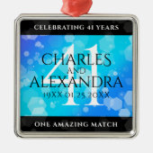 Elegant 41st Blue Topaz Wedding Jubileum Metalen Ornament (Voorkant)