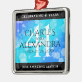 Elegant 41st Blue Topaz Wedding Jubileum Metalen Ornament (Links)