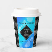 Elegant 41st Blue Topaz Wedding Jubileum Papieren Bekers (Achterkant)