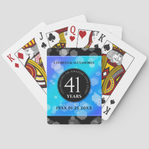 Elegant 41st Blue Topaz Wedding Jubileum Pokerkaarten