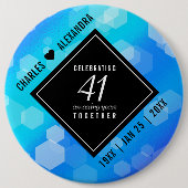 Elegant 41st Blue Topaz Wedding Jubileum Ronde Button 6,0 Cm (Voorkant)