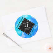 Elegant 41st Blue Topaz Wedding Jubileum Ronde Sticker (Envelop)
