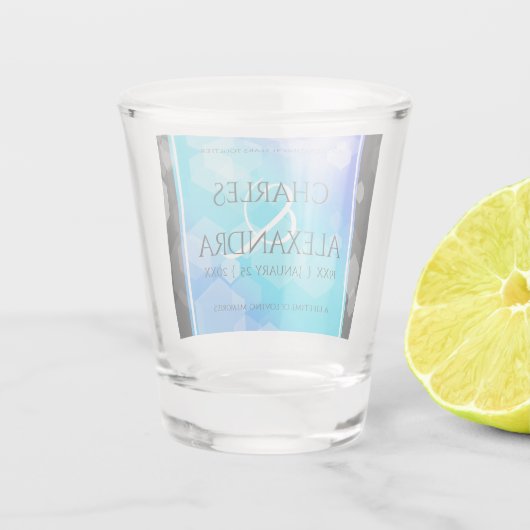 Elegant 41st Blue Topaz Wedding Jubileum Shot Glas (Achterkant)