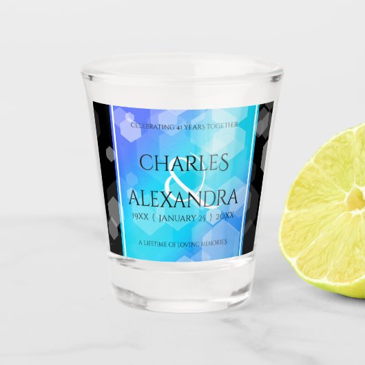 Elegant 41st Blue Topaz Wedding Jubileum Shot Glas (Voorkant)
