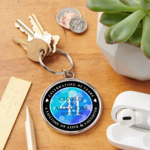 Elegant 41st Blue Topaz Wedding Jubileum Sleutelhanger