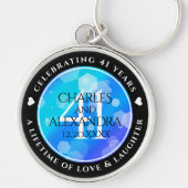 Elegant 41st Blue Topaz Wedding Jubileum Sleutelhanger (Voorkant)
