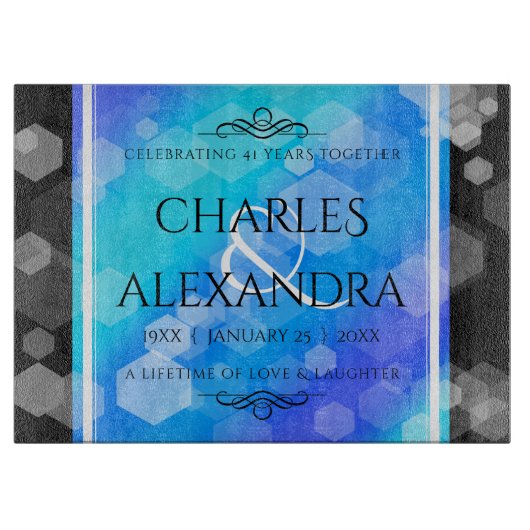 Elegant 41st Blue Topaz Wedding Jubileum Snijplank (Voorkant)