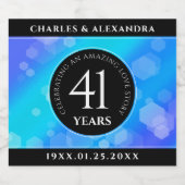 Elegant 41st Blue Topaz Wedding Jubileum Sparkling Wijnetiket (Enkel label)