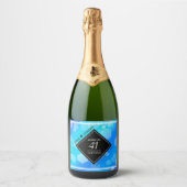 Elegant 41st Blue Topaz Wedding Jubileum Sparkling Wijnetiket (Voorkant)
