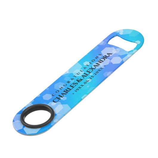 Elegant 41st Blue Topaz Wedding Jubileum Speed Flessenopener (Voorkant Gekanteld)