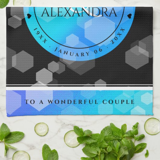 Elegant 41st Blue Topaz Wedding Jubileum Theedoek (Gevouwen)