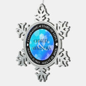 Elegant 41st Blue Topaz Wedding Jubileum Tin Sneeuwvlok Ornament (Rechts)