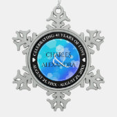 Elegant 41st Blue Topaz Wedding Jubileum Tin Sneeuwvlok Ornament (Voorkant)