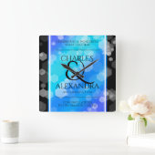 Elegant 41st Blue Topaz Wedding Jubileum Vierkante Klok (Huis)