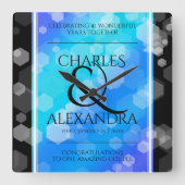 Elegant 41st Blue Topaz Wedding Jubileum Vierkante Klok (Voorkant)