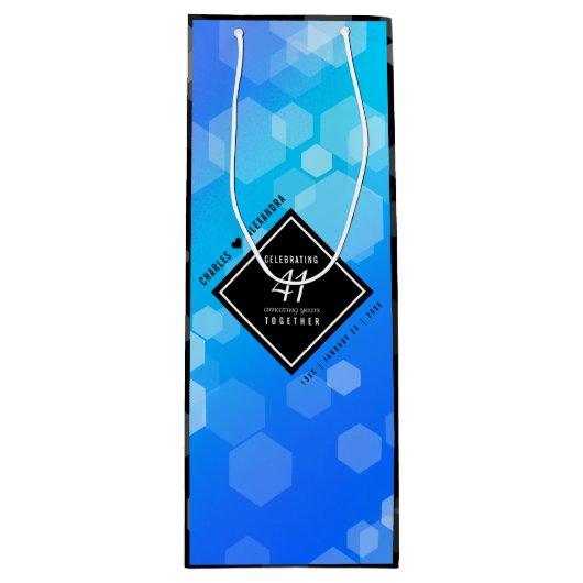 Elegant 41st Blue Topaz Wedding Jubileum Wijn Cadeautas (Voorkant)