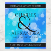 Elegant 41st Blue Topaz Wedding Jubileum Wijn Etiket (Enkel label)