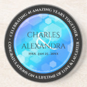 Elegant 41st Blue Topaz Wedding Jubileum Zandsteen Onderzetter (Voorkant)