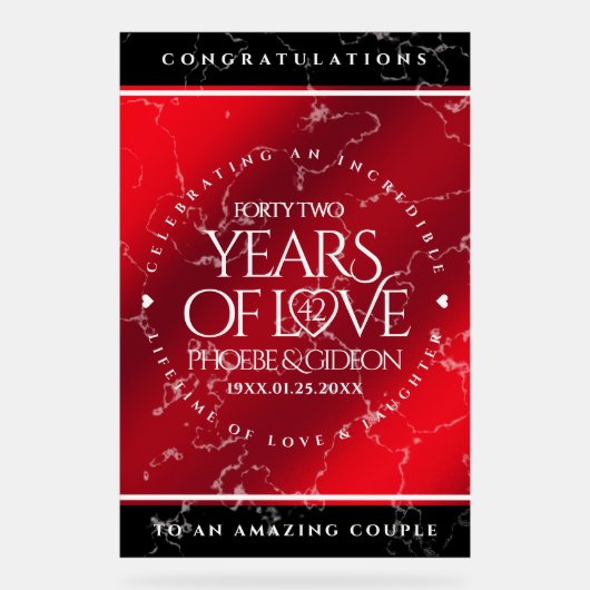 Elegant 42e Jasper Wedding Jubileum Acryl Bord (Voorkant)