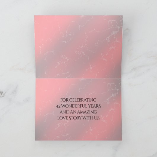 Elegant 42e Jasper Wedding Jubileum Bedankkaart (Binnen)