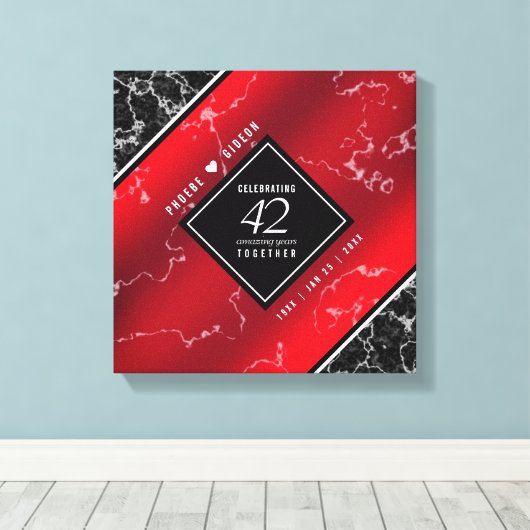 Elegant 42e Jasper Wedding Jubileum Canvas Afdruk (Insitu (Houten vloer))