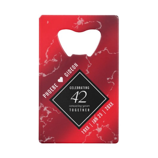 Elegant 42e Jasper Wedding Jubileum Creditkaart Flessenopener (Voorkant)