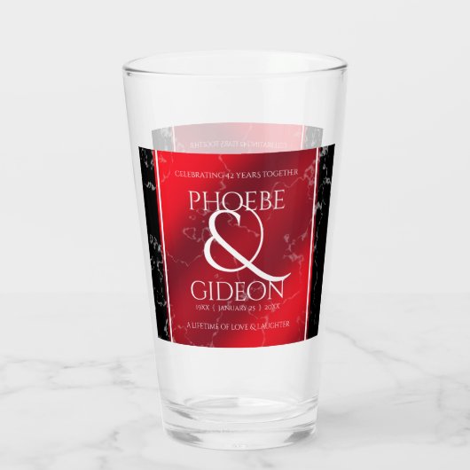 Elegant 42e Jasper Wedding Jubileum Glas (Achterkant)