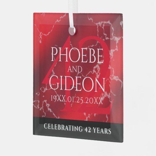 Elegant 42e Jasper Wedding Jubileum Glas Ornament (Voorkant links)