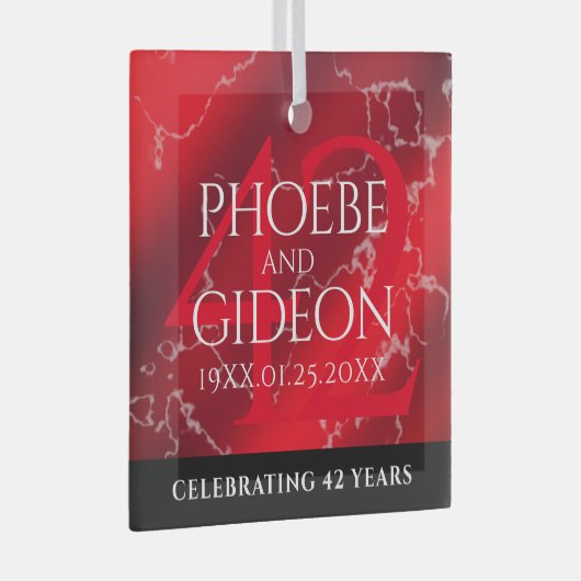 Elegant 42e Jasper Wedding Jubileum Glas Ornament (Voorkant Rechts)