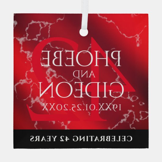 Elegant 42e Jasper Wedding Jubileum Glas Ornament (Achterkant)