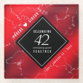Elegant 42e Jasper Wedding Jubileum Glazen Onderzetter (Voorkant)