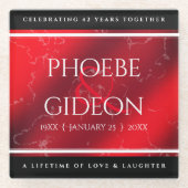 Elegant 42e Jasper Wedding Jubileum Glazen Onderzetter (Voorkant)