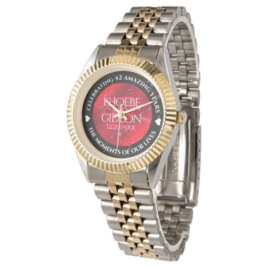 Elegant 42e Jasper Wedding Jubileum Horloge (Gekanteld)