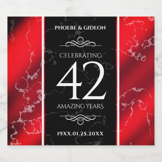 Elegant 42e Jasper Wedding Jubileum Likeurfles Etiket (Enkel label)