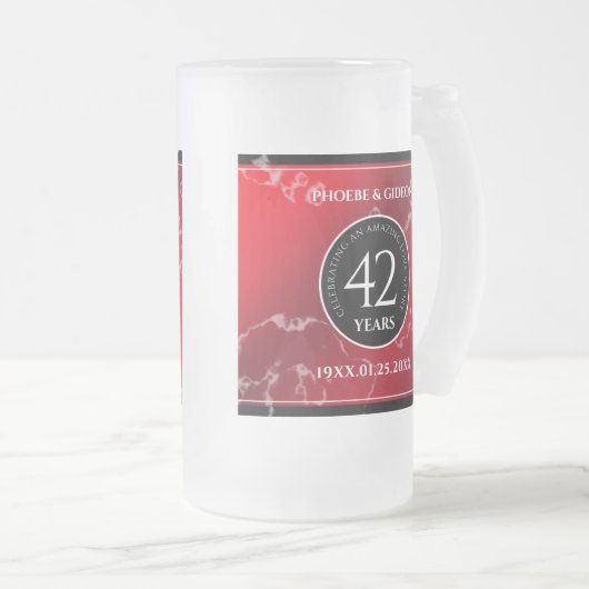 Elegant 42e Jasper Wedding Jubileum Matglas Bierpul (Voorkant rechts)