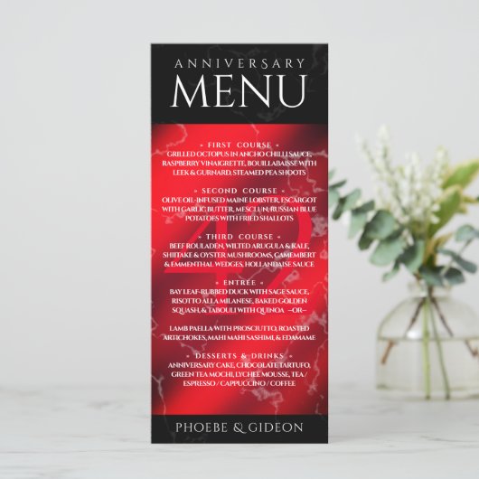 Elegant 42e Jasper Wedding Jubileum Menu (Staand voorkant)