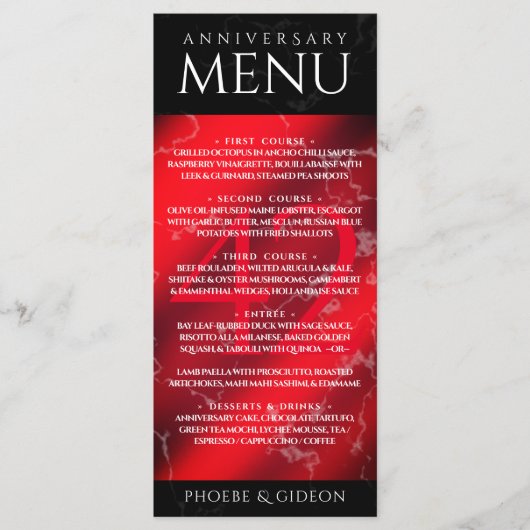 Elegant 42e Jasper Wedding Jubileum Menu (Voorkant)