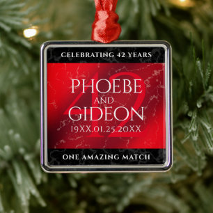 Elegant 42e Jasper Wedding Jubileum Metalen Ornament