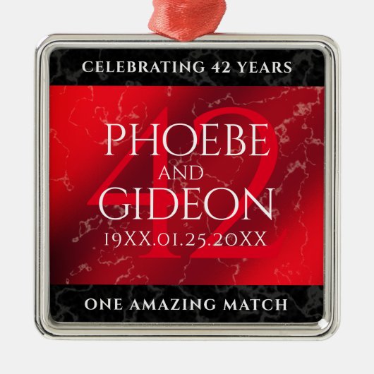 Elegant 42e Jasper Wedding Jubileum Metalen Ornament (Voorkant)