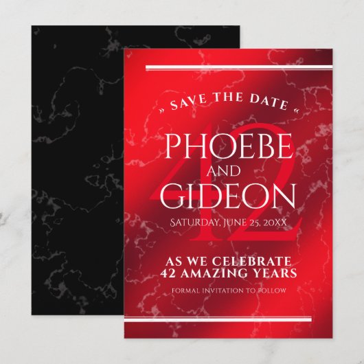 Elegant 42e Jasper Wedding Jubileum Save The Date (Voorkant / Achterkant)