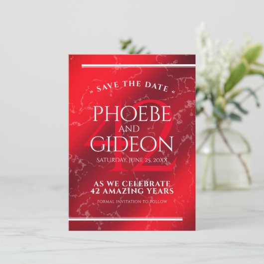 Elegant 42e Jasper Wedding Jubileum Save The Date (Staand voorkant)