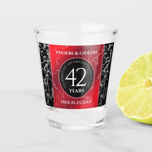 Elegant 42e Jasper Wedding Jubileum Shot Glas (Voorkant)