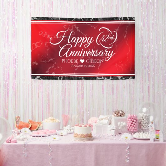 Elegant 42e Jasper Wedding Jubileum Spandoek (Feest)