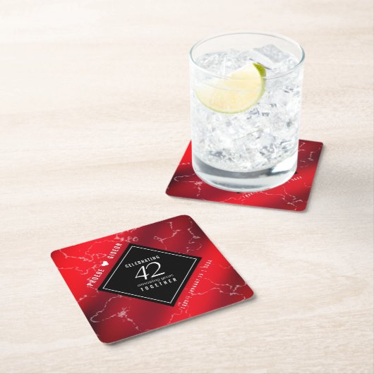 Elegant 42e Jasper Wedding Jubileum Square Kartonnen Onderzetters (Insitu)